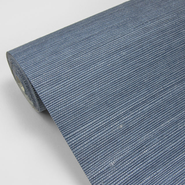 Lamphu Blue Sisal Grasscloth Textured Wallpaper with Traditional Texture Pattern - Advantage 4018-0003