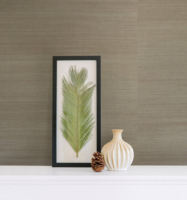 Ruslan Brown Grasscloth Wallpaper with Textured Grasscloth Weave - Advantage 4018-0009