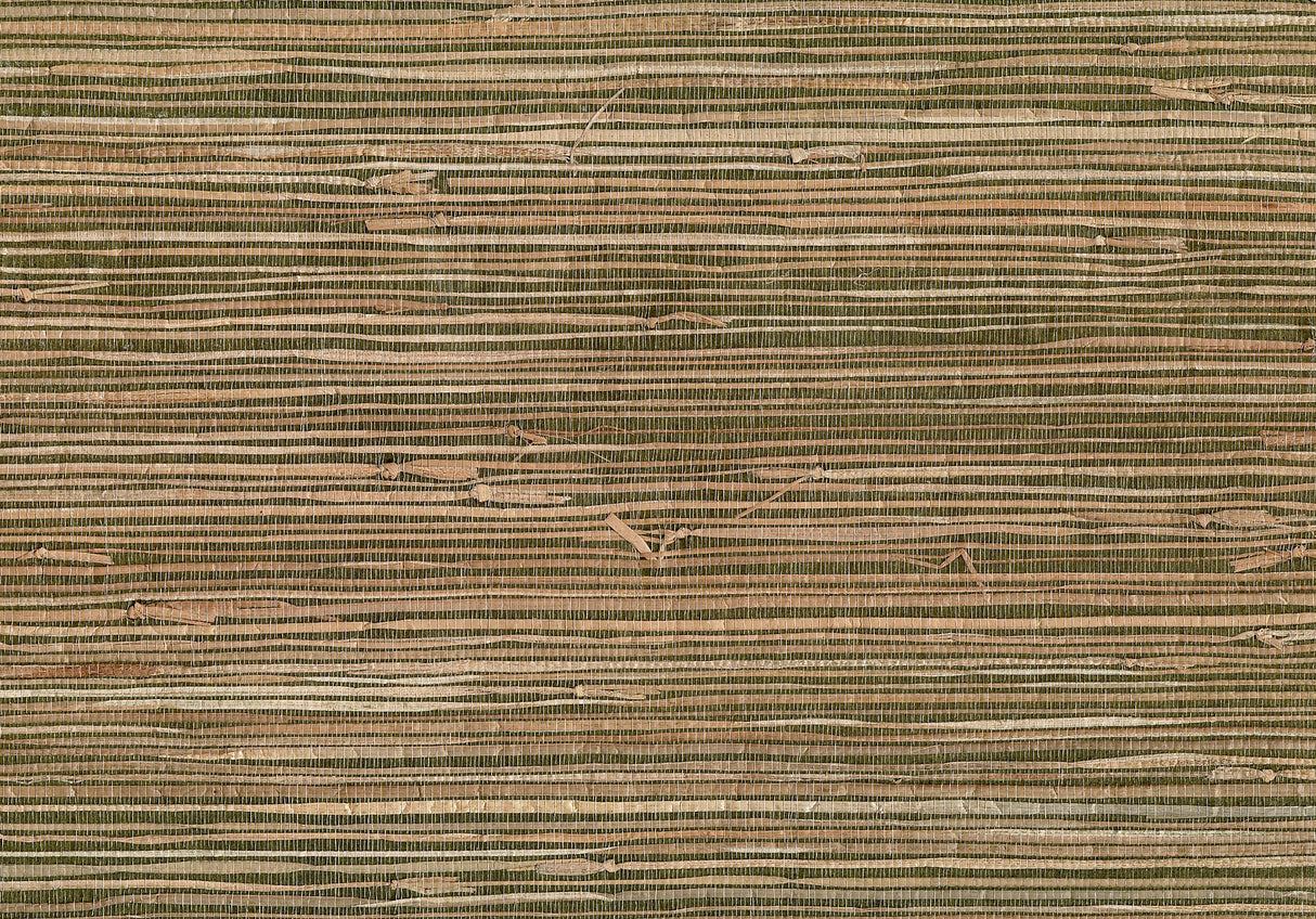 Mai Khaki Grasscloth Wallpaper with Textured Grasscloth Weave - Advantage 4018-0017