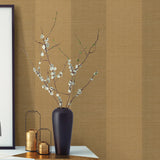 Yue Ying Light Brown Grasscloth Wallpaper with Modern Striped Grasscloth Texture - Advantage 4018-0027