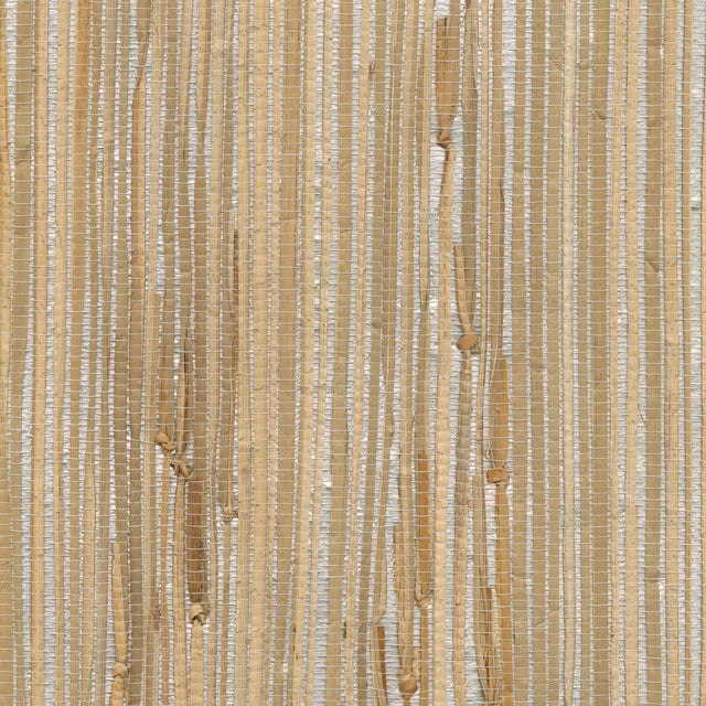 Tereza Silver Foil Grasscloth Wallpaper with Textured Foil Grasscloth Pattern - Advantage 4018-0031