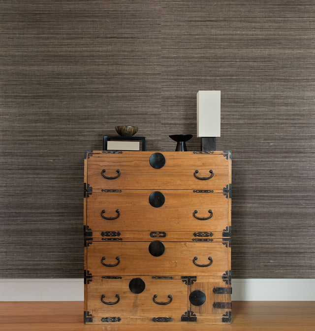 Jiao Brown Grasscloth Wallpaper with Organic Textures Traditional Style - Advantage 4018-0034