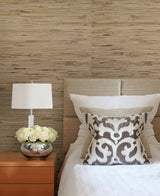 Andrei Olive Grasscloth Wallpaper with Wide Flat Weave Texture - Advantage 4018-0048