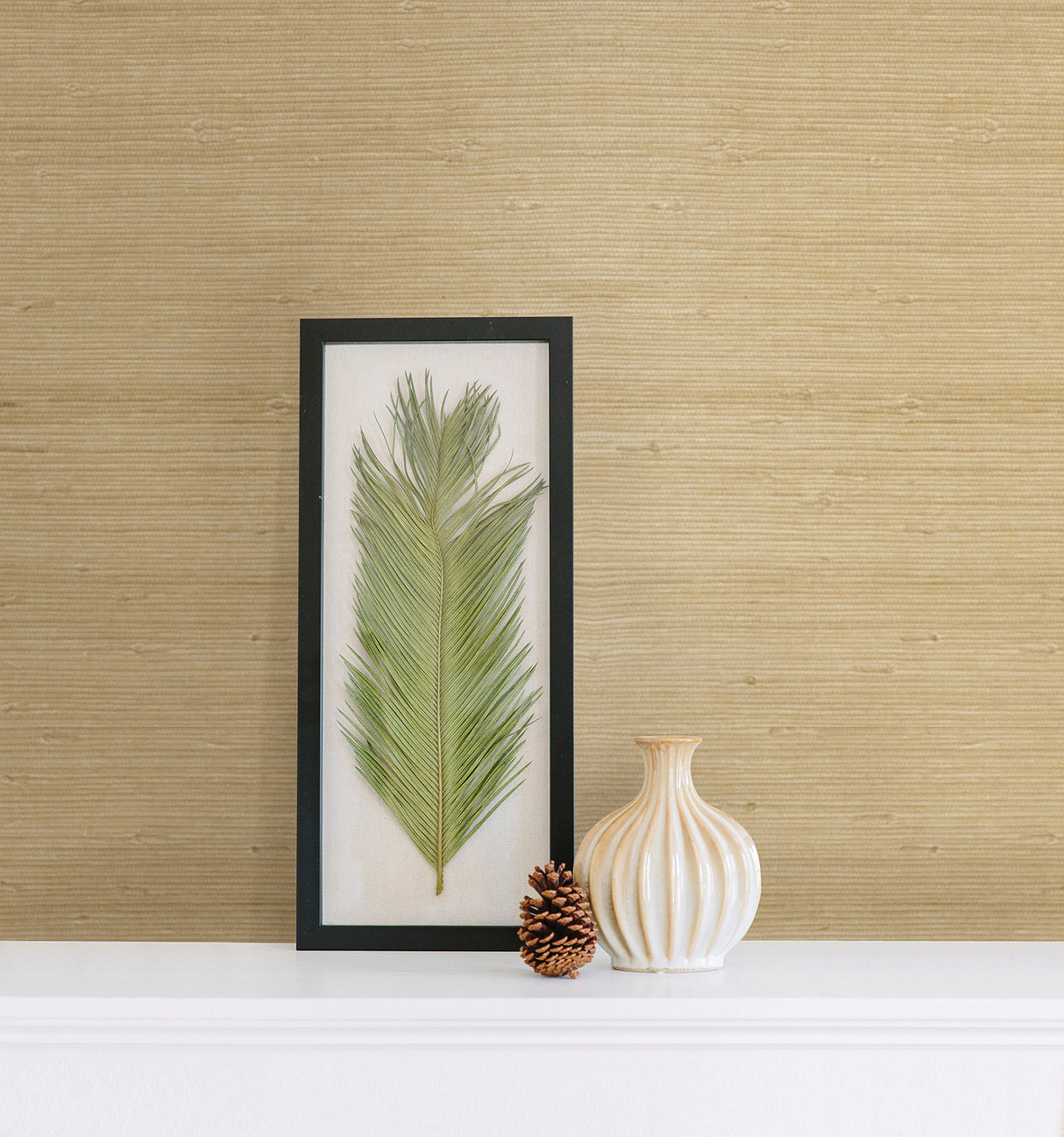 Kostya Cream Grasscloth Wallpaper with Textured Traditional Motif - Advantage 4018-0052