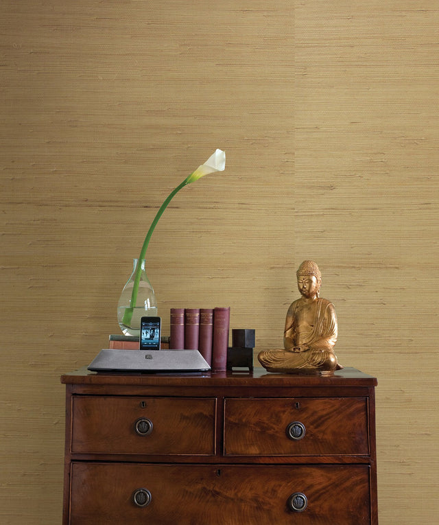 Kostya Beige Grasscloth Wallpaper with Natural Textured Weave - Brewster 4018-0057