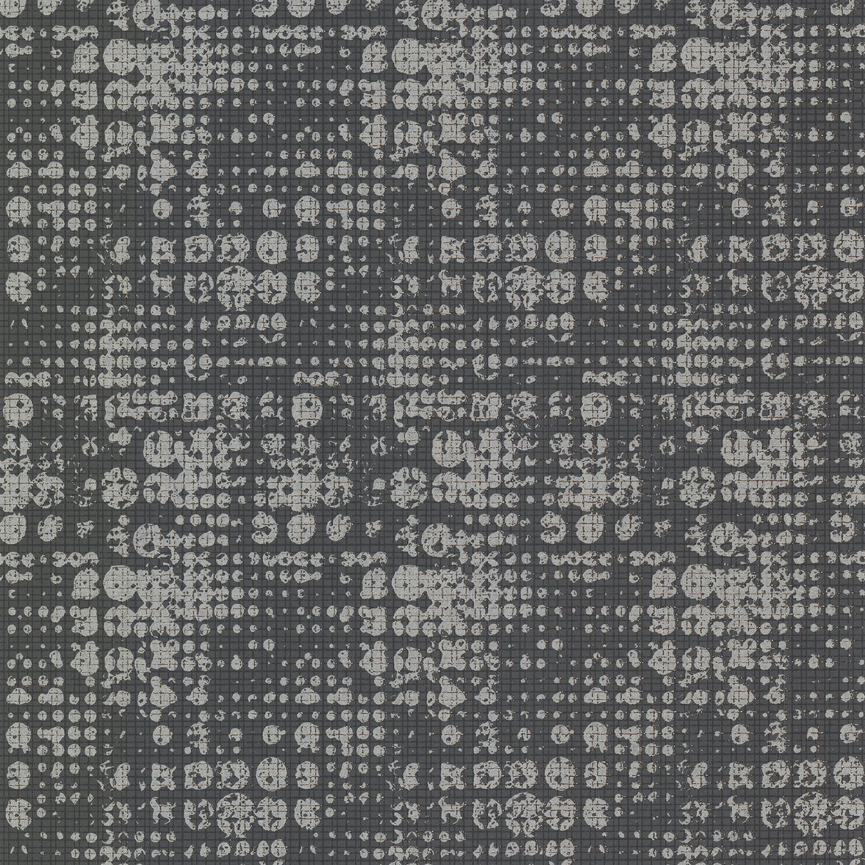 Celeste Silver Geometric Wallpaper with Metallic Textured Grid Circles - Brewster 4019-86409