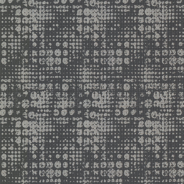 Celeste Silver Geometric Wallpaper with Metallic Textured Grid Circles - Brewster 4019-86409