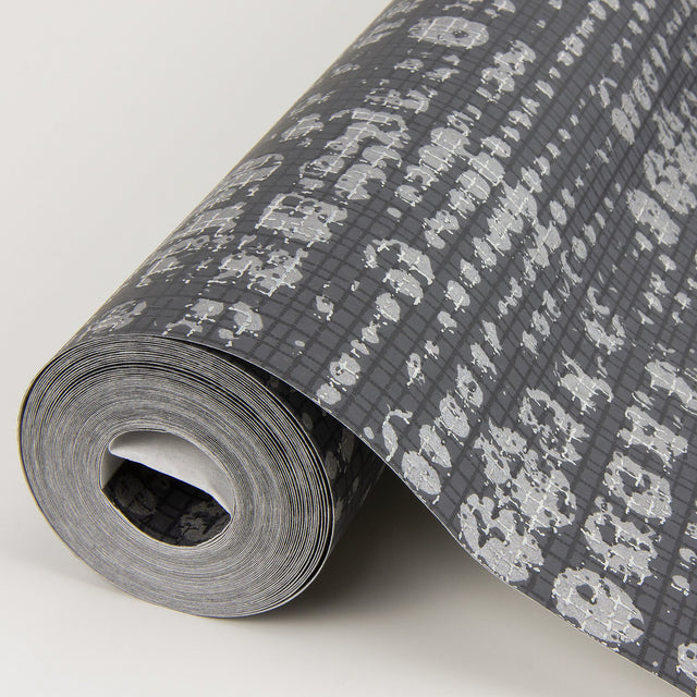 Celeste Silver Geometric Wallpaper with Metallic Textured Grid Circles - Brewster 4019-86409