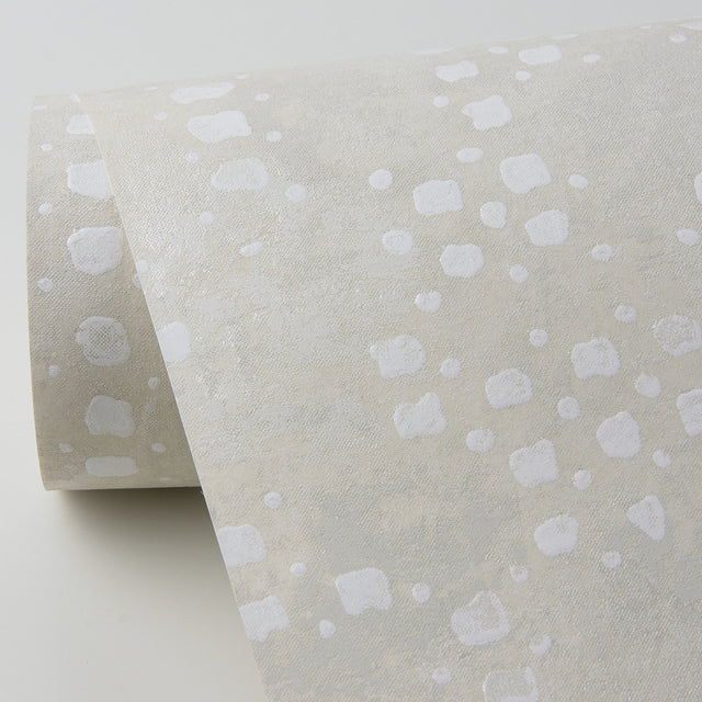 Felsic Cream Studded Cube Wallpaper with Metallic Raised Ink Geometric Pattern - Brewster 4019-86413