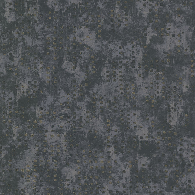 Felsic Stone Studded Cube Blue-Grey Geometric Wallpaper with Metallic Raised Ink - Brewster 4019-86415