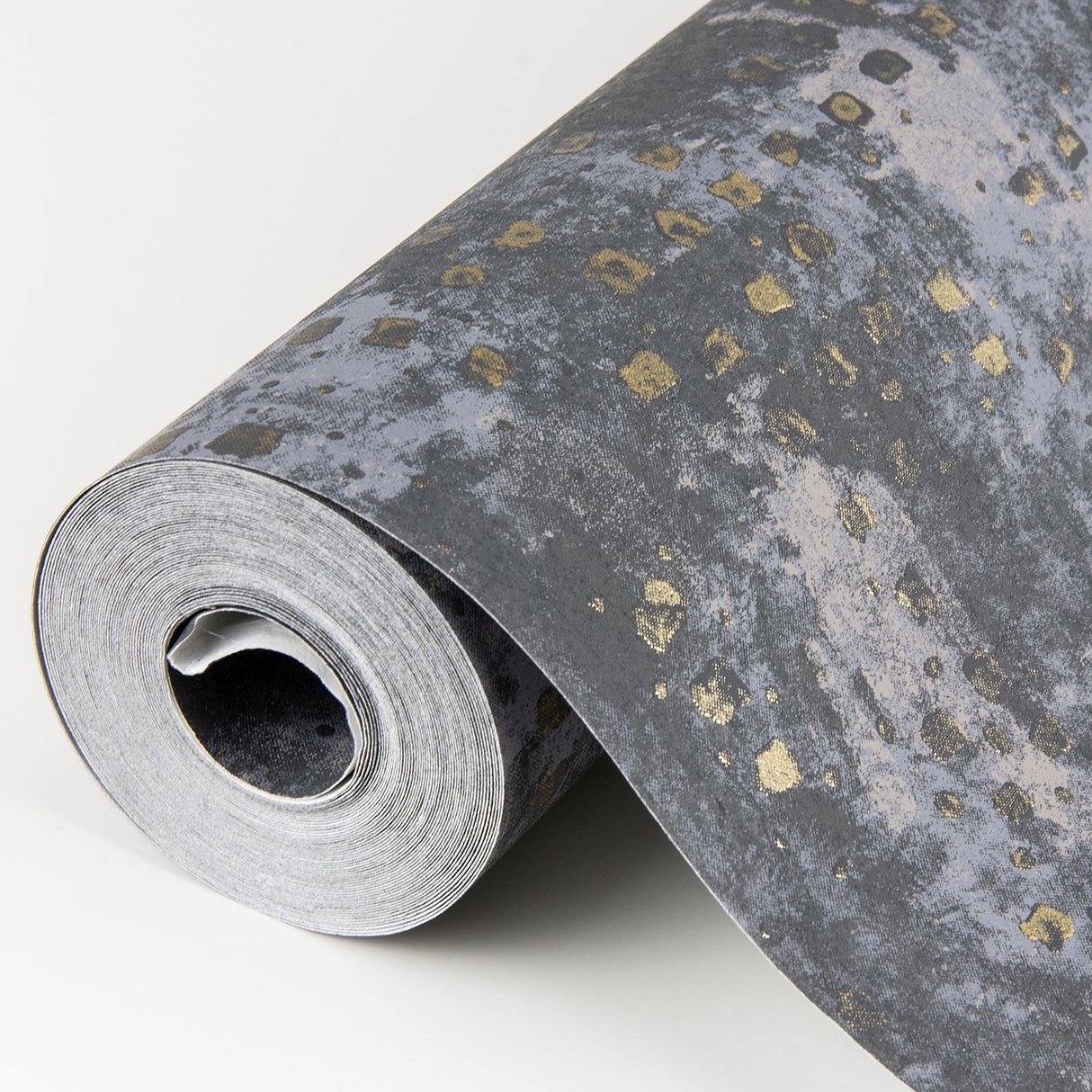Felsic Stone Studded Cube Blue-Grey Geometric Wallpaper with Metallic Raised Ink - Brewster 4019-86415