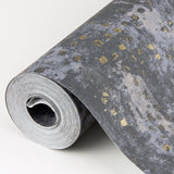 Felsic Stone Studded Cube Blue-Grey Geometric Wallpaper with Metallic Raised Ink - Brewster 4019-86415