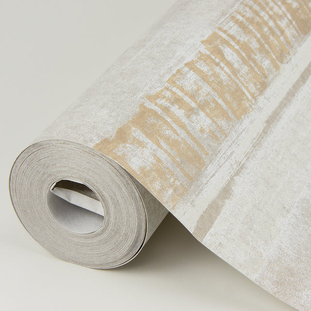 Rakasa Gold Distressed Stripe Wallpaper with Metallic Foil Modern Stripes - Brewster 4019-86416
