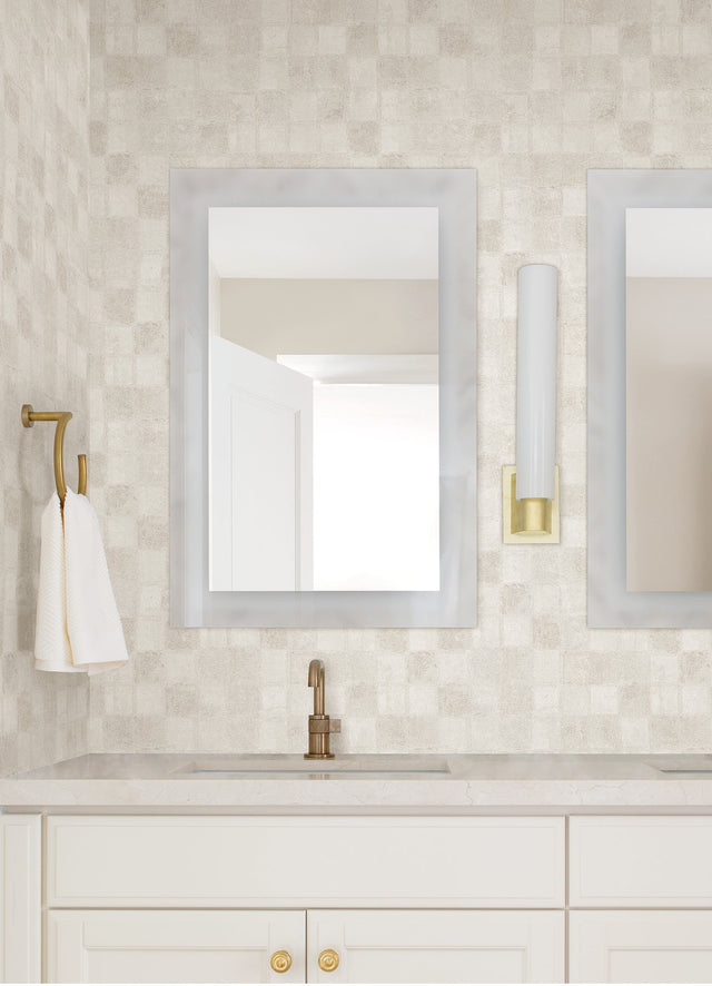 Varak White Checkerboard Wallpaper with Metallic Textured Geometric Pattern - A-Street Prints 4019-86420