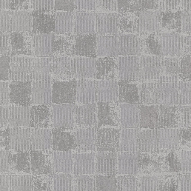 Varak Silver Checkerboard Wallpaper with Metallic Textured Geometric Pattern - A-Street Prints 4019-86421