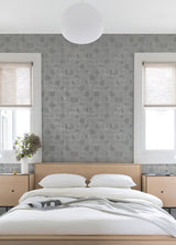 Varak Silver Checkerboard Wallpaper with Metallic Textured Geometric Pattern - A-Street Prints 4019-86421