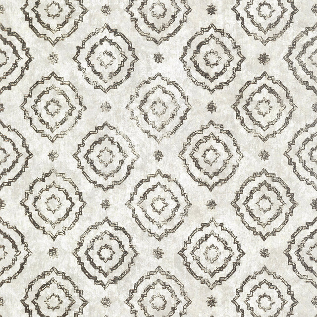 Uma Platinum Star Medallion Wallpaper with Metallic Medallions, Bohemian Geometric Pattern - A-Street Prints 4019-86424