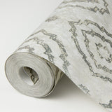 Uma Platinum Star Medallion Wallpaper with Metallic Medallions, Bohemian Geometric Pattern - A-Street Prints 4019-86424