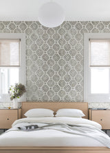 Uma Platinum Star Medallion Wallpaper with Metallic Medallions, Bohemian Geometric Pattern - A-Street Prints 4019-86424