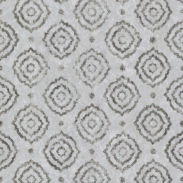 Uma Silver Star Medallion Wallpaper with Metallic Foil Bohemian Medallions - A-Street Prints 4019-86425