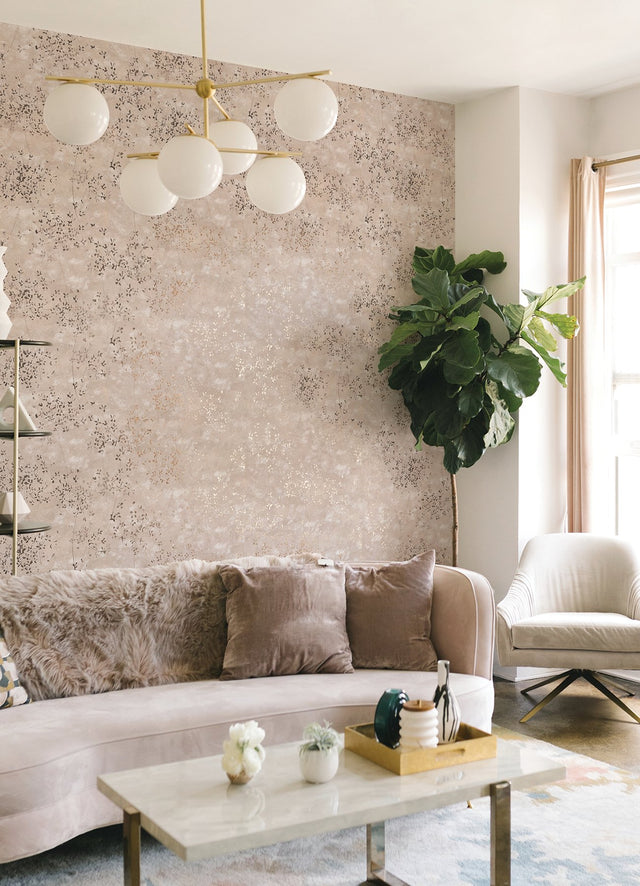 Arian Rose Gold Inkburst Wallpaper with Abstract Metallic Raised Ink - A-Street Prints 4019-86426