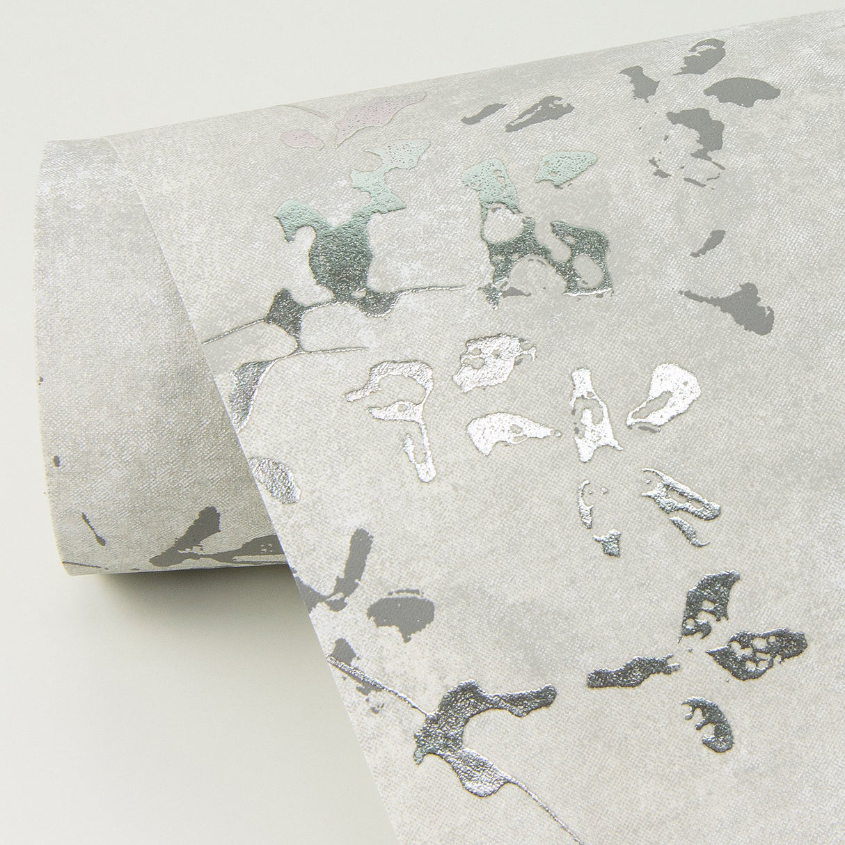 Arian Silver Inkburst Wallpaper with Abstract Graphics in Modern Metallic Raised Ink - Brewster 4019-86427
