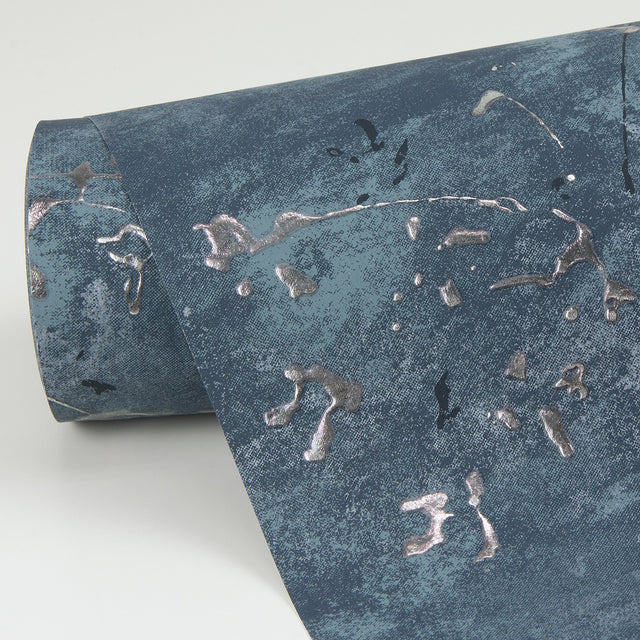 Arian Blue Inkburst Blue Wallpaper with Abstract Modern Foil Motif - A-Street Prints 4019-86429