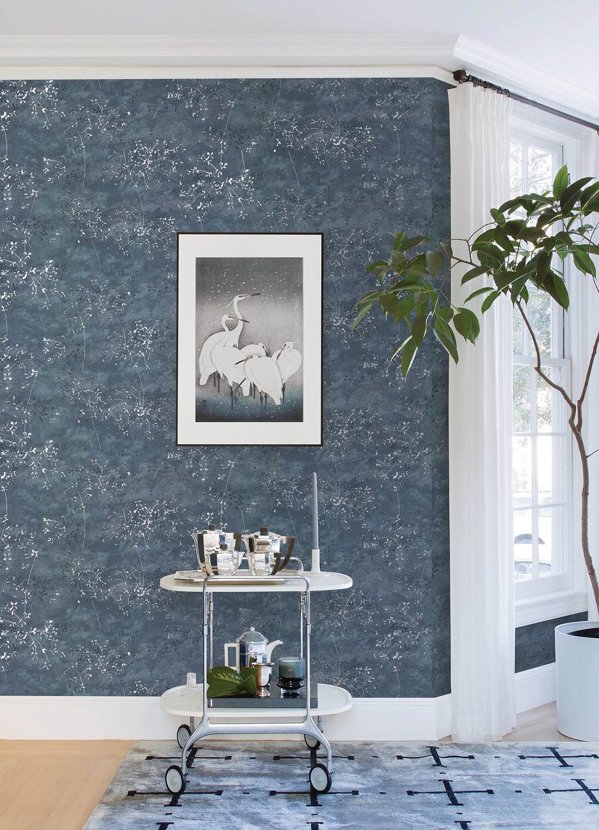 Arian Blue Inkburst Blue Wallpaper with Abstract Modern Foil Motif - A-Street Prints 4019-86429
