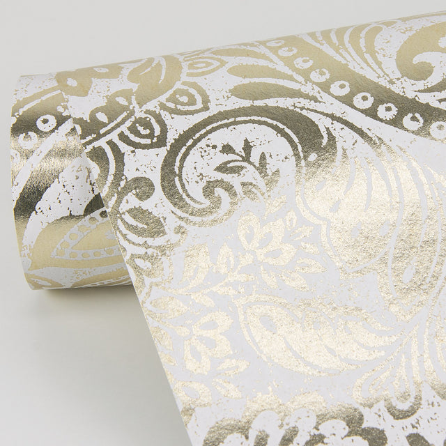 Artemis Gold Floral Damask Wallpaper with Metallic Foil on Non Woven - A?Street Prints 4019-86441