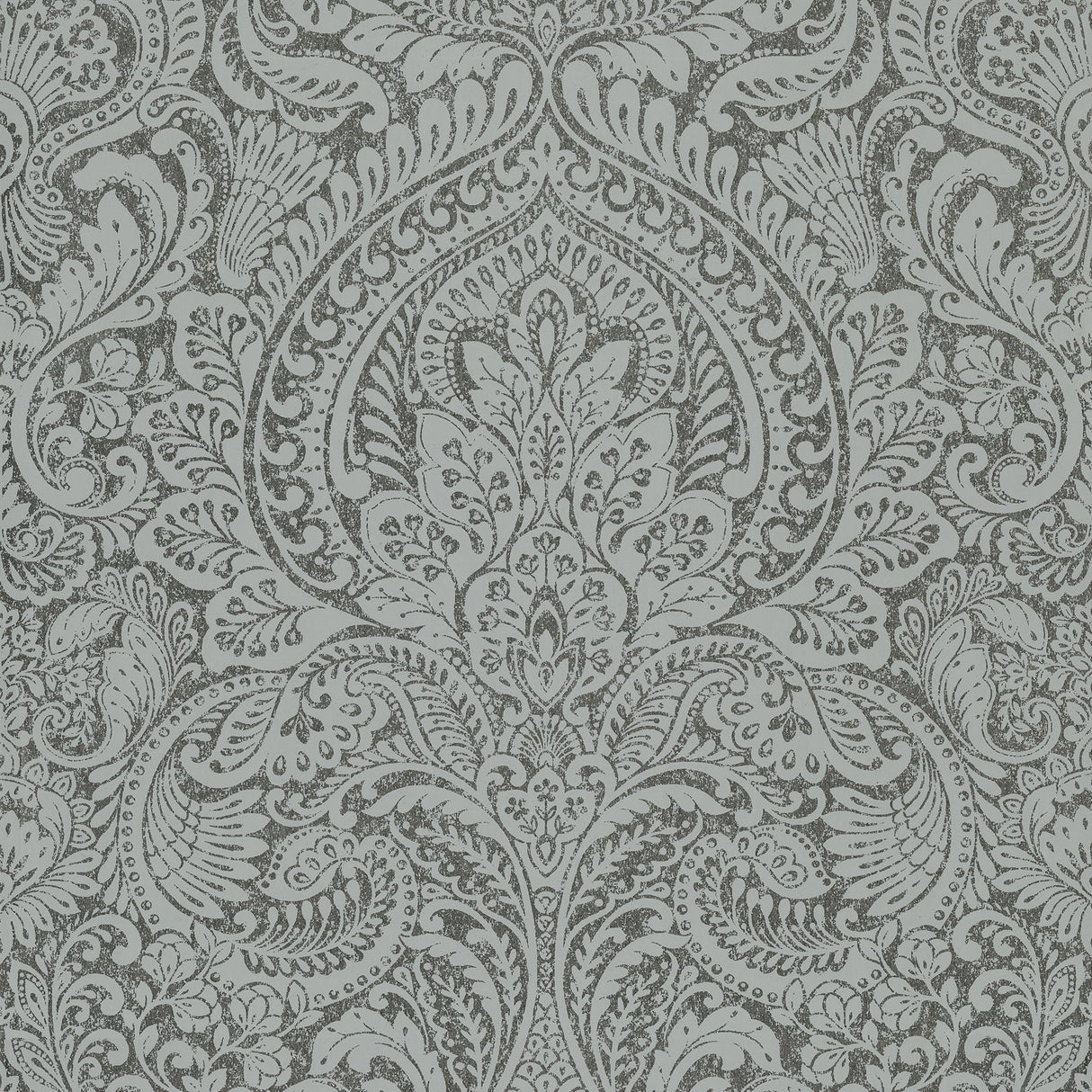 Artemis Pewter Floral Damask Metallic Wallpaper - A-Street Prints 4019-86446