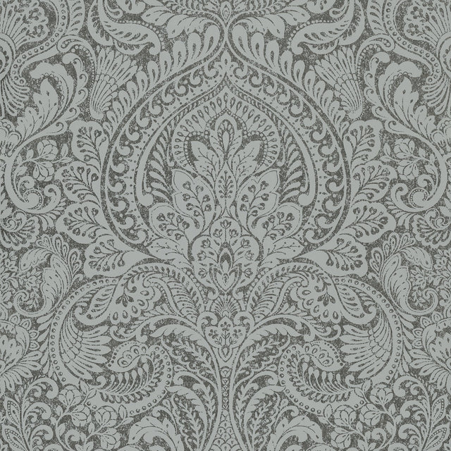 Artemis Pewter Floral Damask Metallic Wallpaper - A-Street Prints 4019-86446