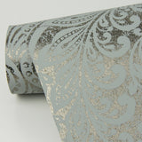 Artemis Pewter Floral Damask Metallic Wallpaper - A-Street Prints 4019-86446