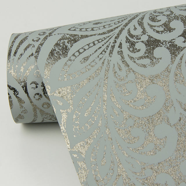 Artemis Pewter Floral Damask Metallic Wallpaper - A-Street Prints 4019-86446
