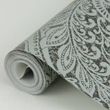 Artemis Pewter Floral Damask Metallic Wallpaper - A-Street Prints 4019-86446