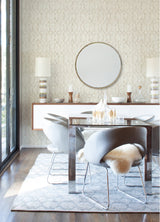 Ziva Cream Trellis Wallpaper with Metallic Raised Ink Trellis & Lattice - A-Street Prints 4019-86448