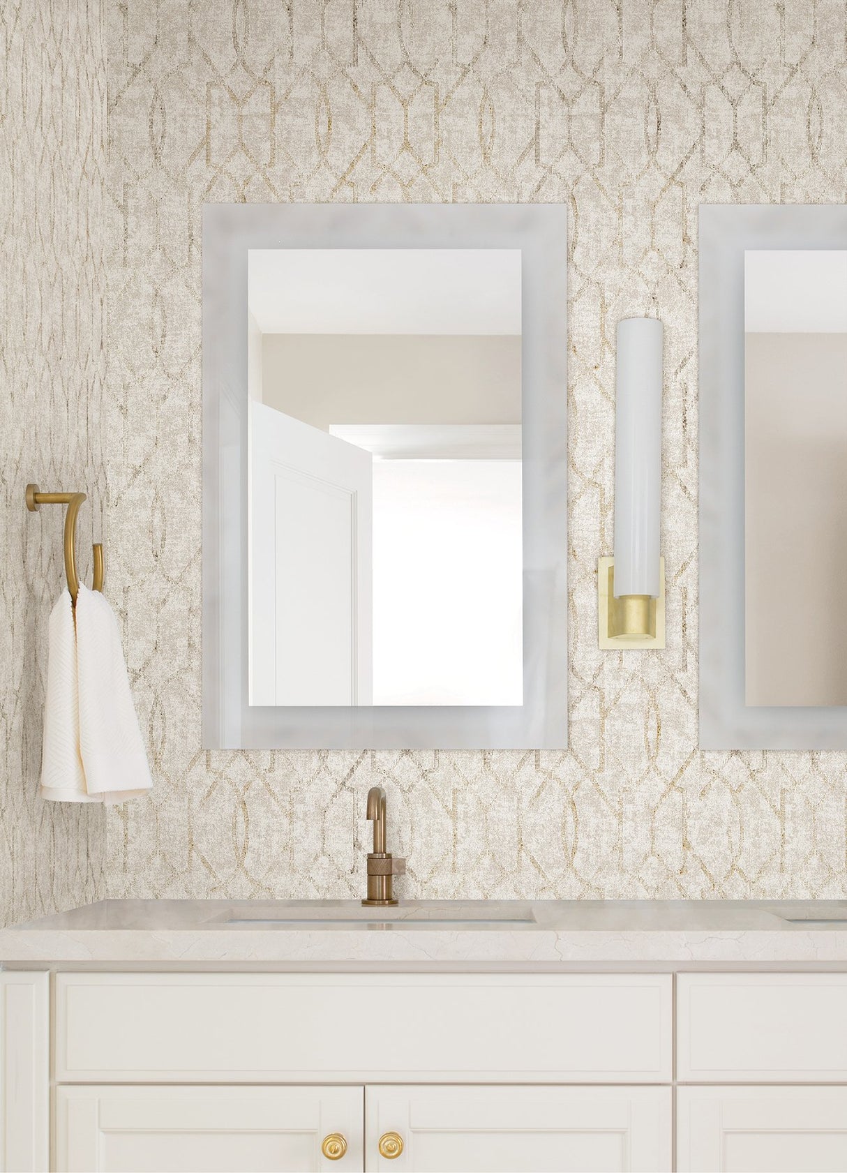 Ziva Gold Trellis Wallpaper with Metallic Raised Ink Foil on Non Woven - A-Street Prints 4019-86450