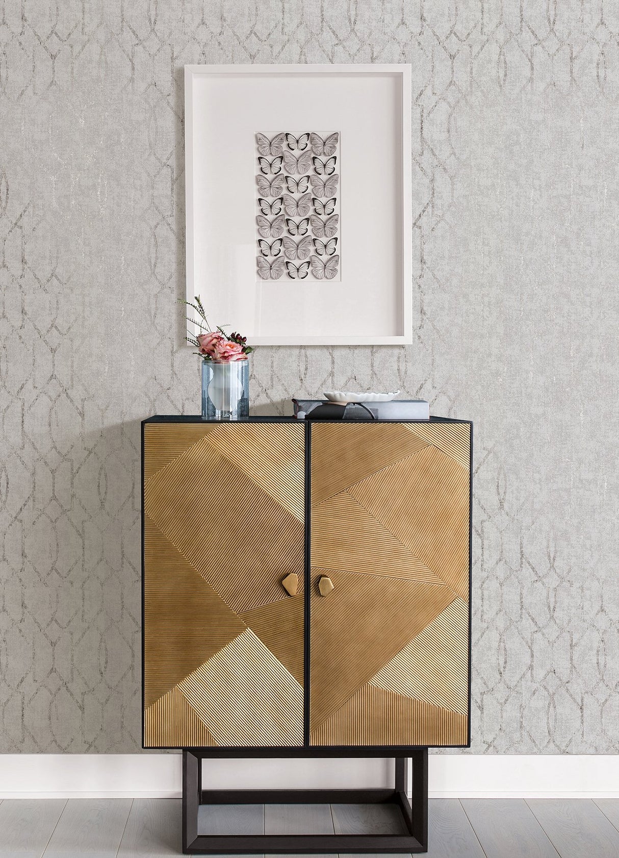 Ziva Platinum Trellis Wallpaper with Metallic Raised Ink Lattice - A-Street Prints 4019-86452