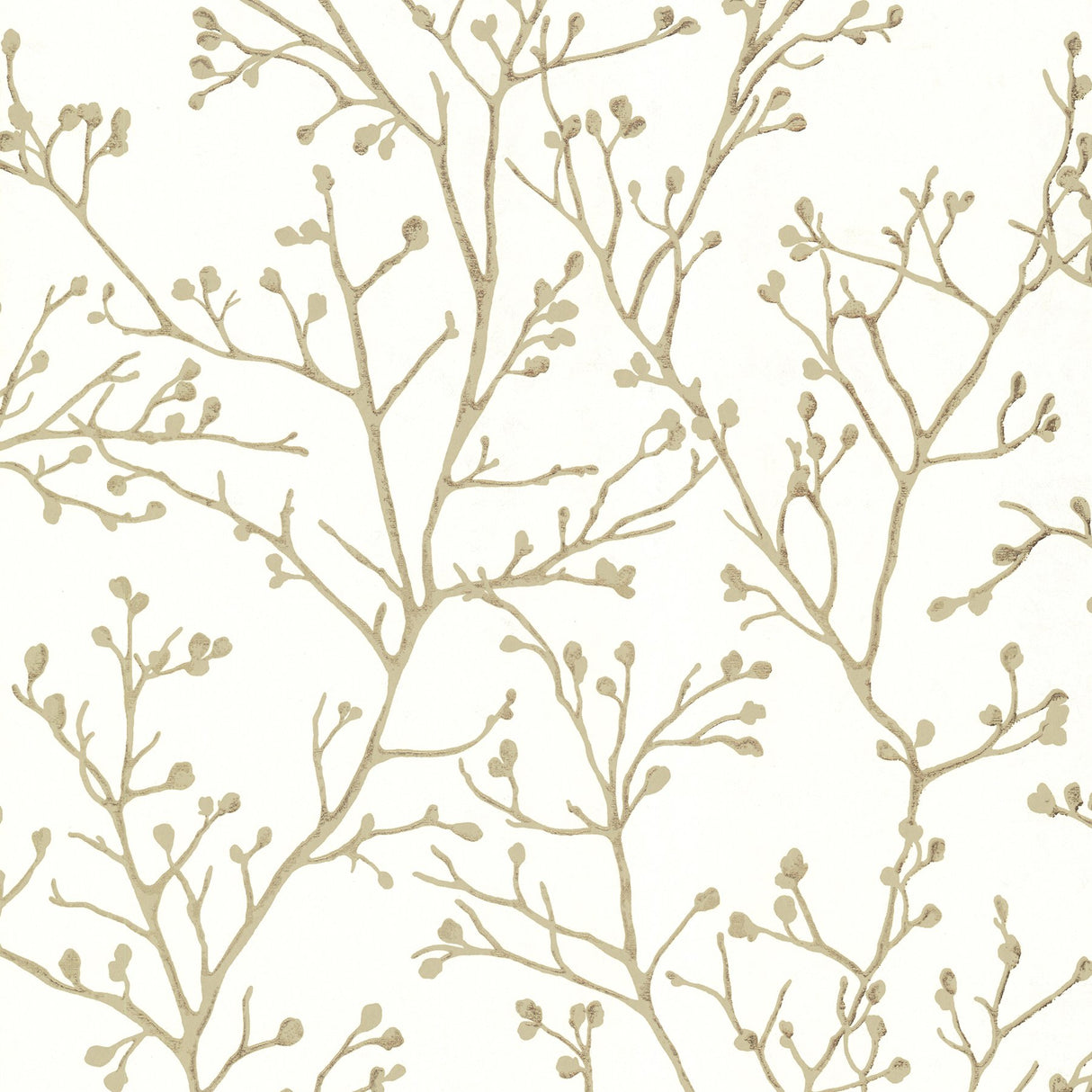 Koura Cream Budding Branches Metallic Botanical Wallpaper - A-Street Prints 4019-86454