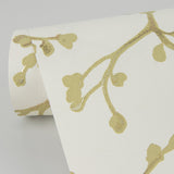 Koura Cream Budding Branches Metallic Botanical Wallpaper - A-Street Prints 4019-86454