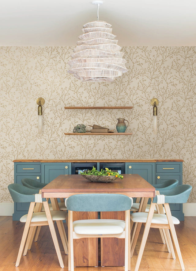 Koura Cream Budding Branches Metallic Botanical Wallpaper - A-Street Prints 4019-86454