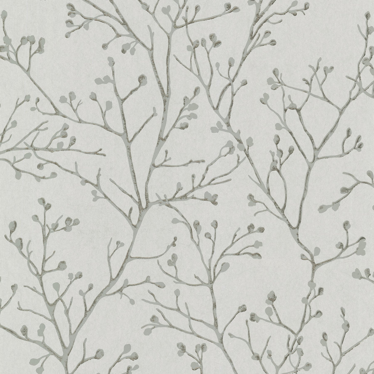Koura Platinum Budding Branches Wallpaper with Metallic Botanical Pattern - A-Street Prints 4019-86456