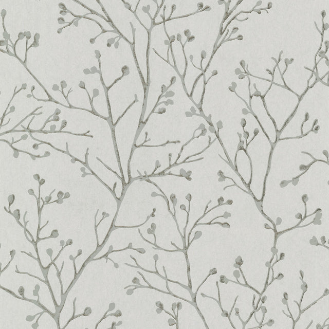 Koura Platinum Budding Branches Wallpaper with Metallic Botanical Pattern - A-Street Prints 4019-86456
