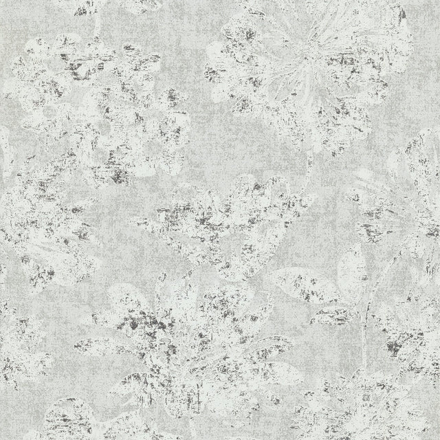 Kala Platinum Floral Wallpaper with Metallic Botanical Floral Motif - A-Street Prints 4019-86459