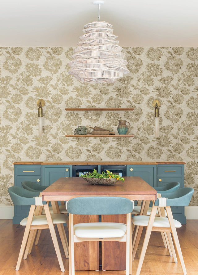 Kala Gold Floral Wallpaper with Metallic Foil Botanical Flowers - A-Street Prints 4019-86460