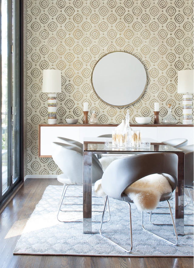 Uma Gold Star Medallion Wallpaper with Metallic Foil on Non Woven - A-Street Prints 4019-86463