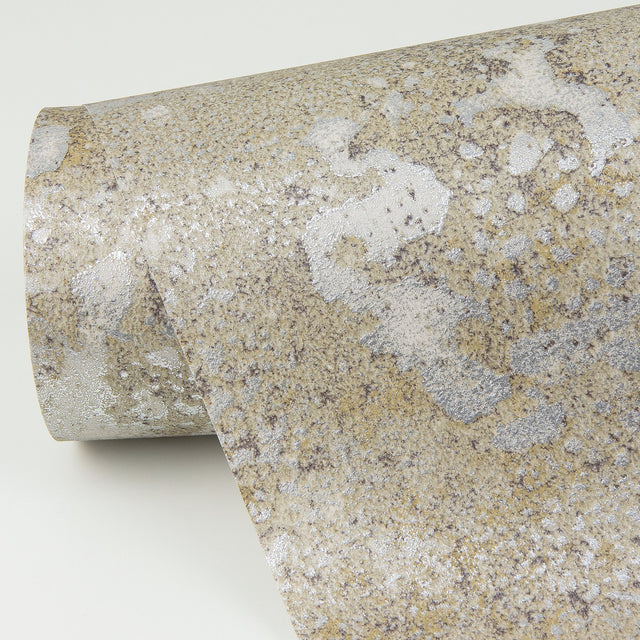 Kulta Pewter Cemented Wallpaper with Distressed Textures Industrial Graphic Motif - 4019-86470