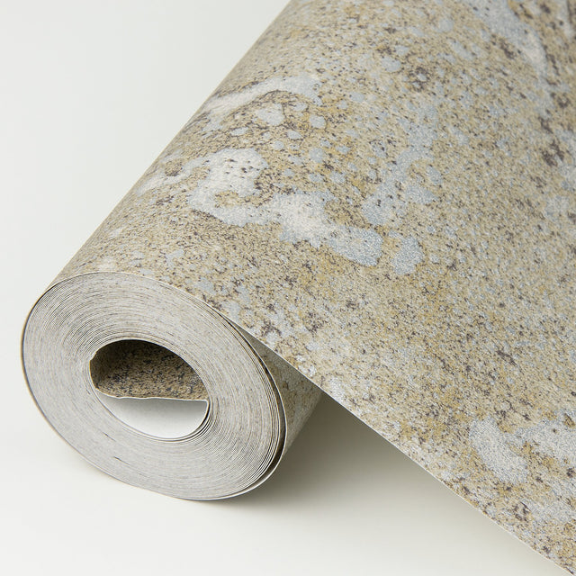 Kulta Pewter Cemented Wallpaper with Distressed Textures Industrial Graphic Motif - 4019-86470