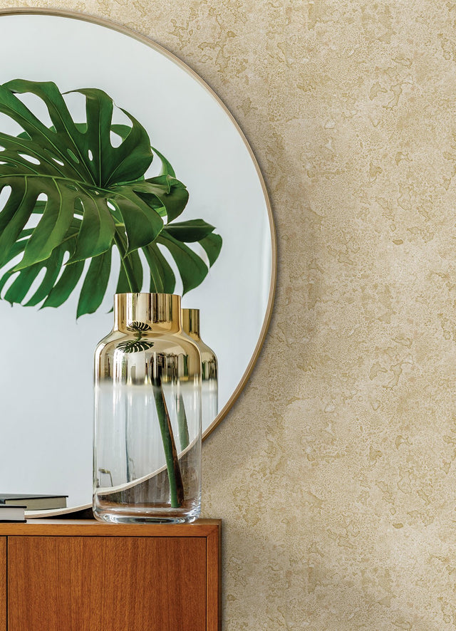 Kulta Gold Cemented Wallpaper with Distressed Textures Industrial Style - A-Street Prints 4019-86471