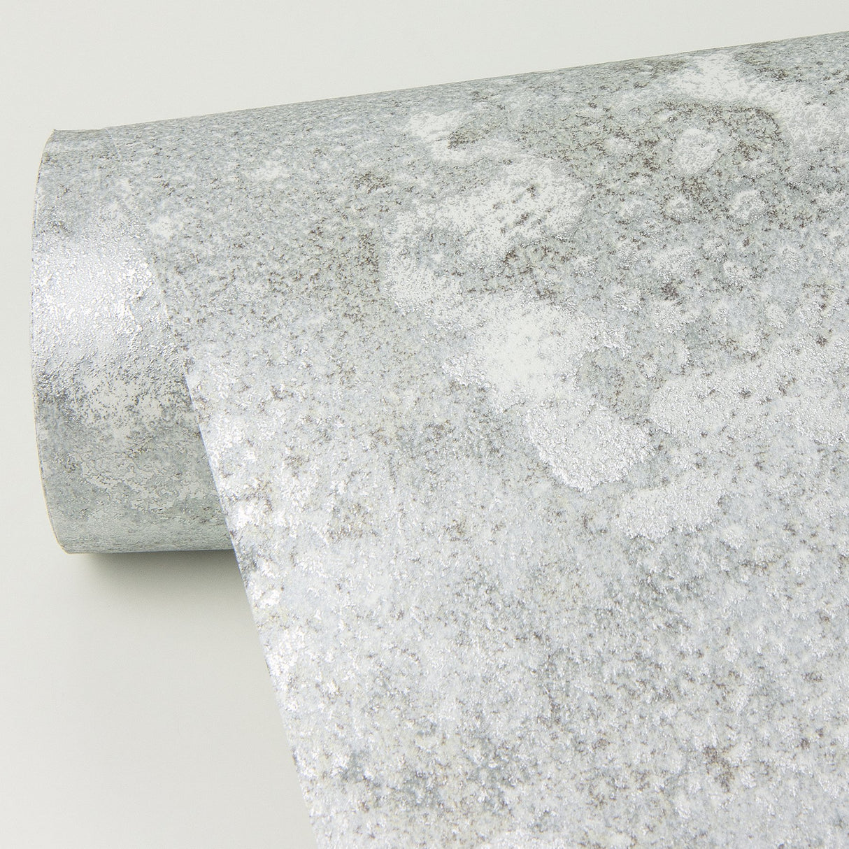 Kulta Silver Cemented Wallpaper with Industrial Distressed Texture - Brewster 4019-86472