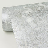 Kulta Silver Cemented Wallpaper with Industrial Distressed Texture - Brewster 4019-86472